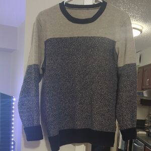 Marine Layer Men's Gray and Black Crewneck Sweater